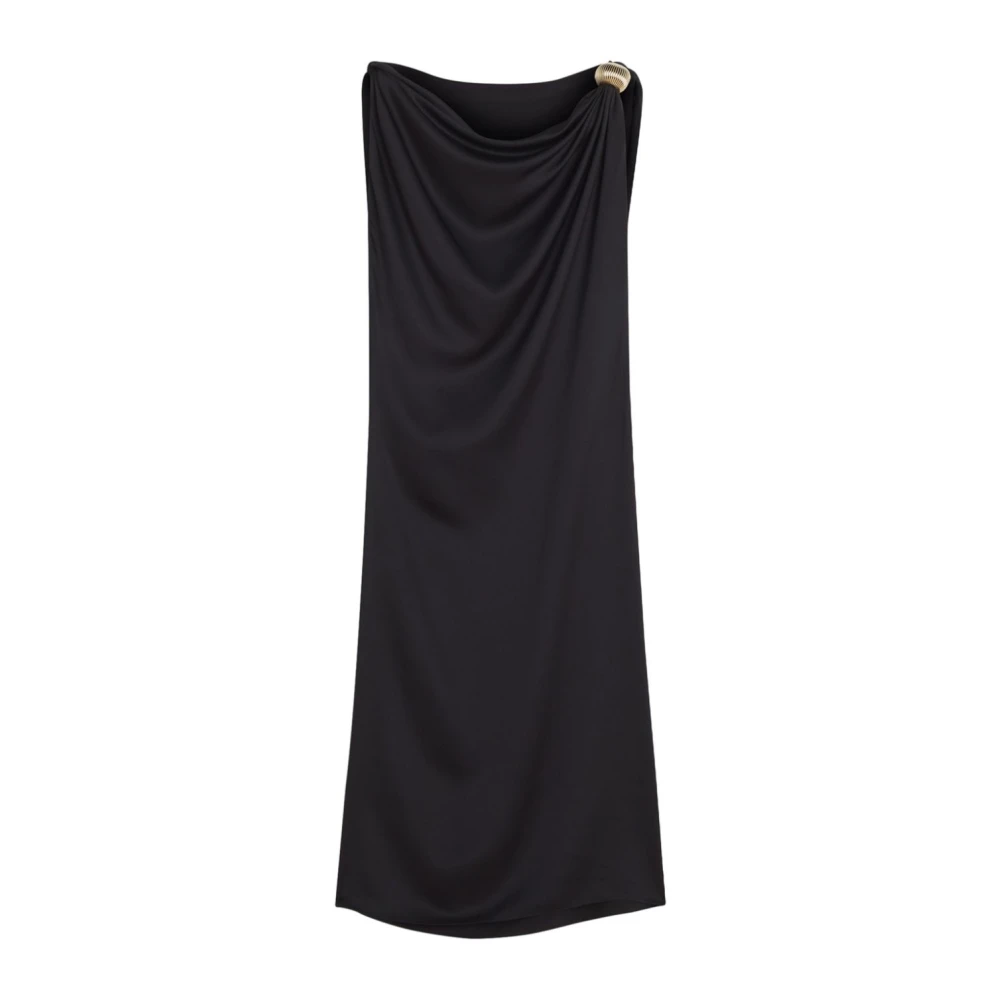 Lanvin Zwarte Boothals Ringdetail Jurk Black Dames