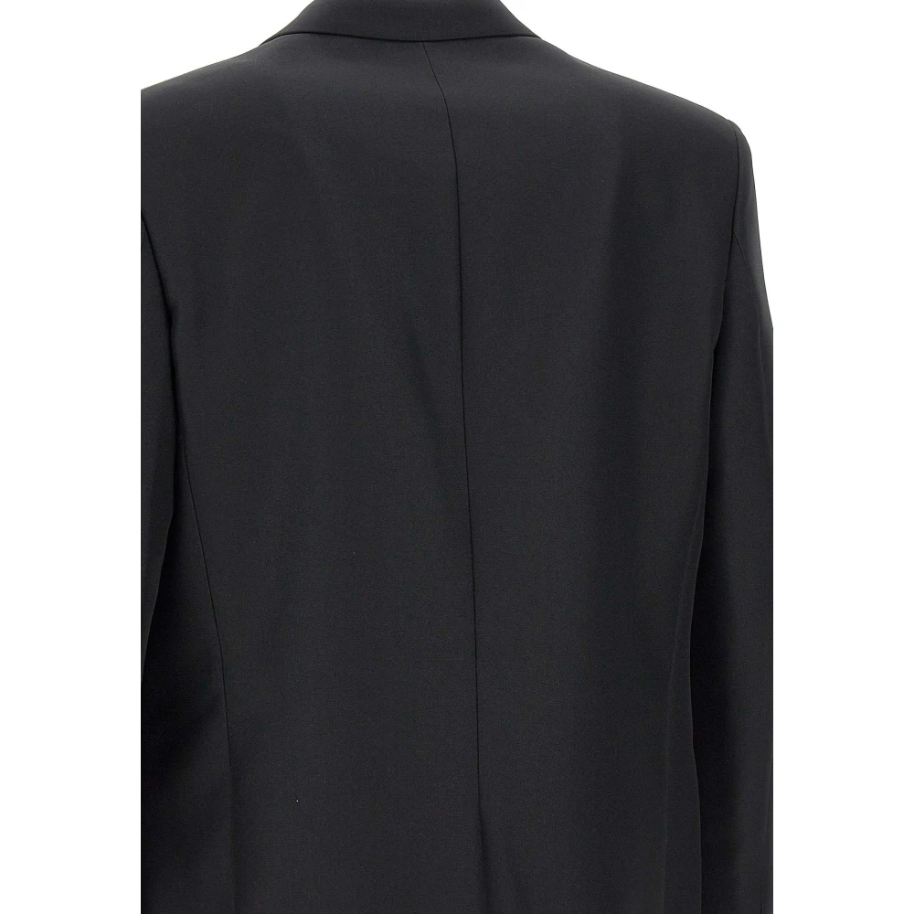 Versace Jeans Couture Zwarte Crepe Blazer met Logo Knopen Black Heren