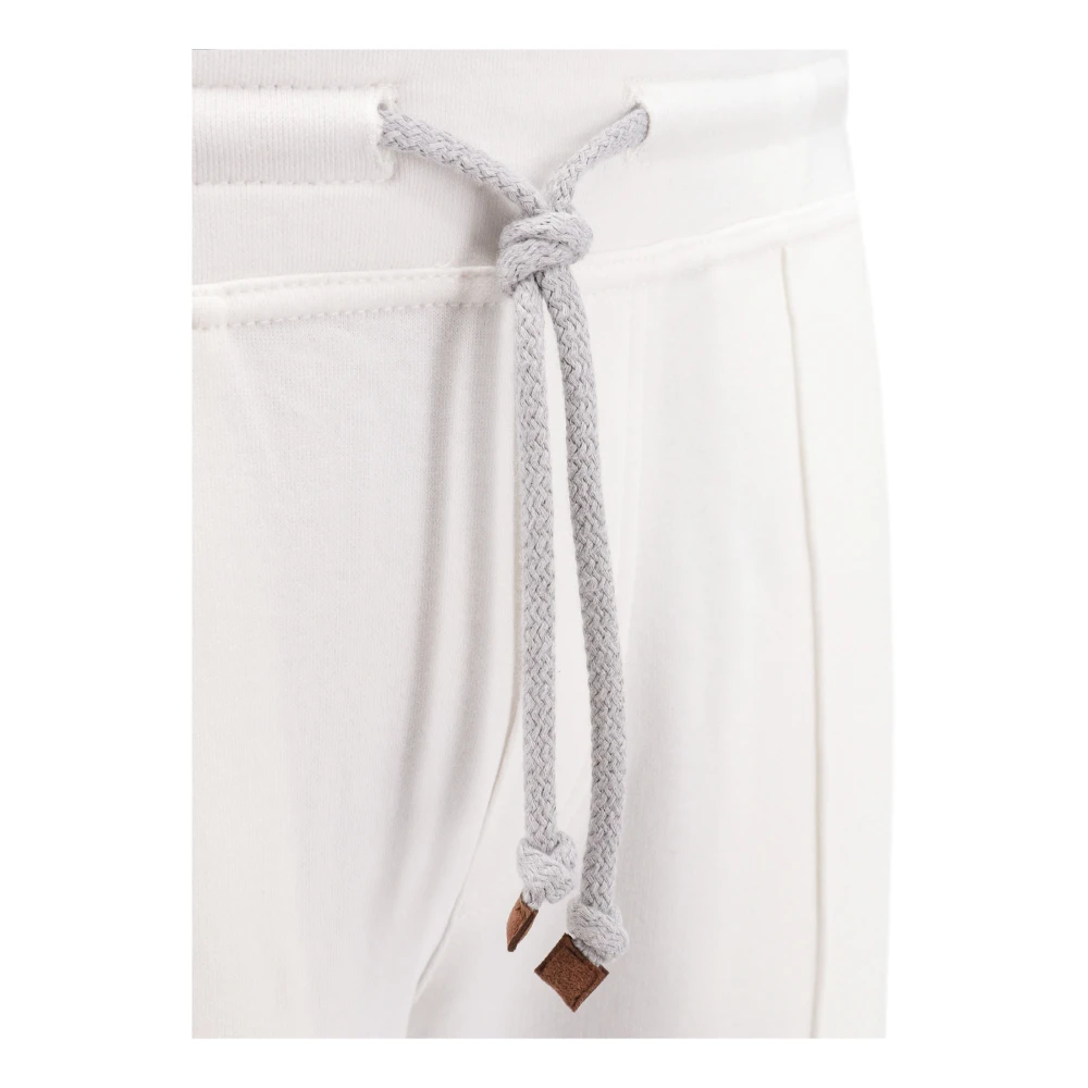 BRUNELLO CUCINELLI Witte katoenen broek elastische tailleband White Heren
