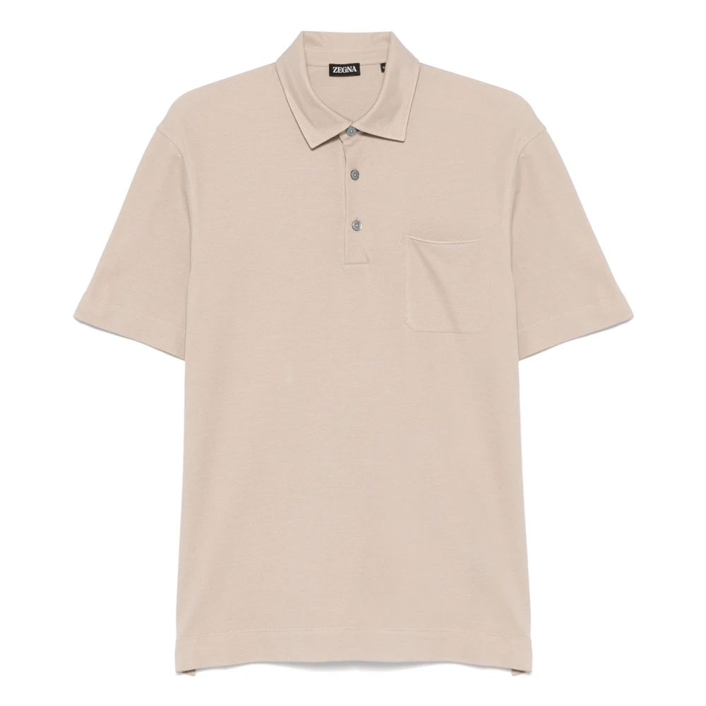 Ermenegildo Zegna Katoenen Polo Shirt 3 Knopen Italië Beige Heren