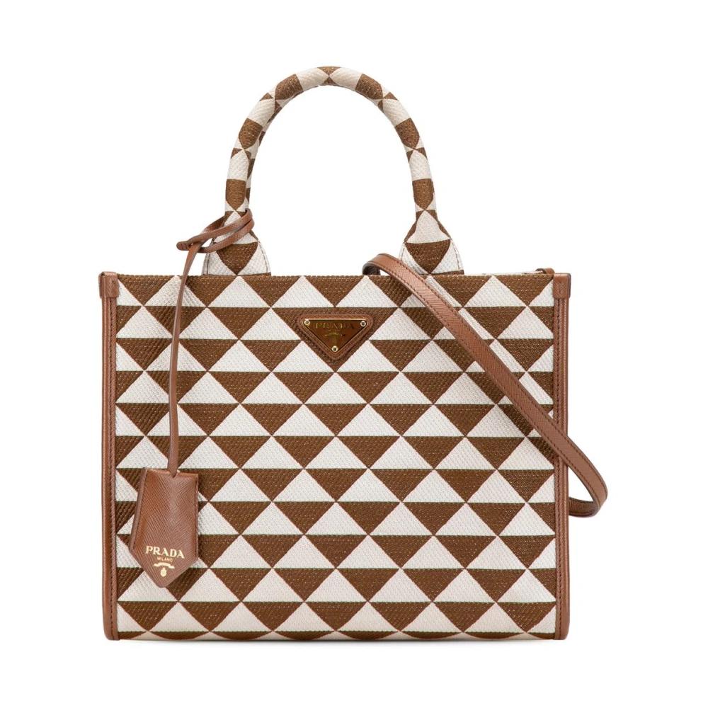 Prada Vintage Women's Brown Pre-Owned Small Canvas Symbole Triangolo Satchel