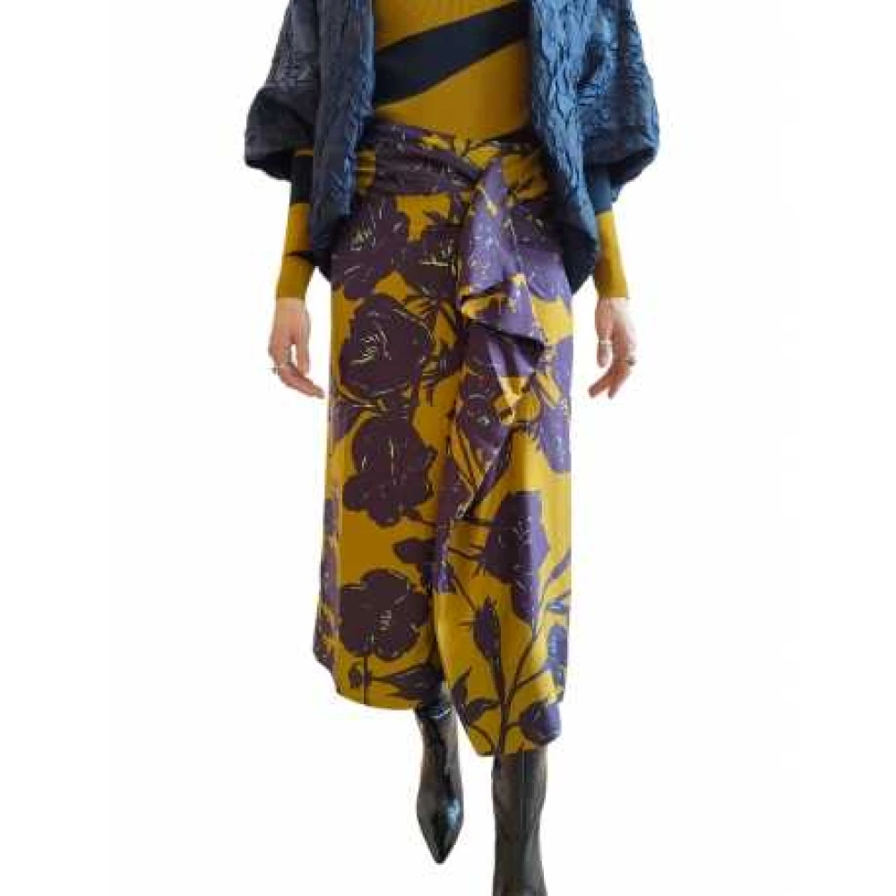 Essentiel Antwerp Mauve Bloemen Zijden Rok Glavia Toffee Multicolor Dames
