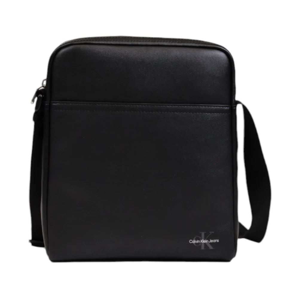 Calvin Klein Zwarte Effen Schoudertas met Rits Black Heren