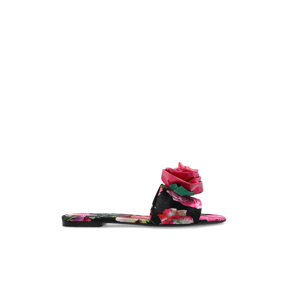Dolce & Gabbana Women's Pink Sliders,, Floral Motif Slides Size 6 Uk