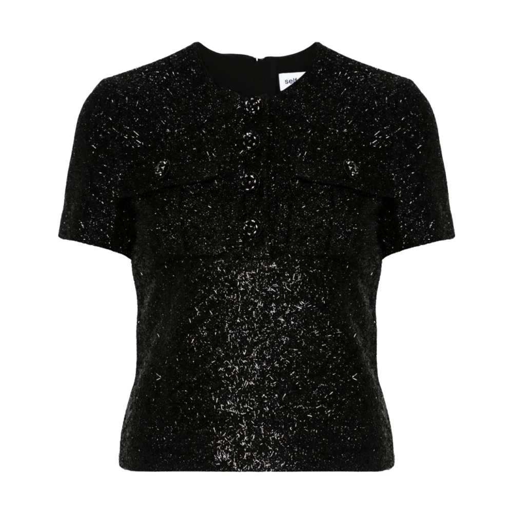 Self Portrait Zwarte Shirts met Ritssluiting Black Dames