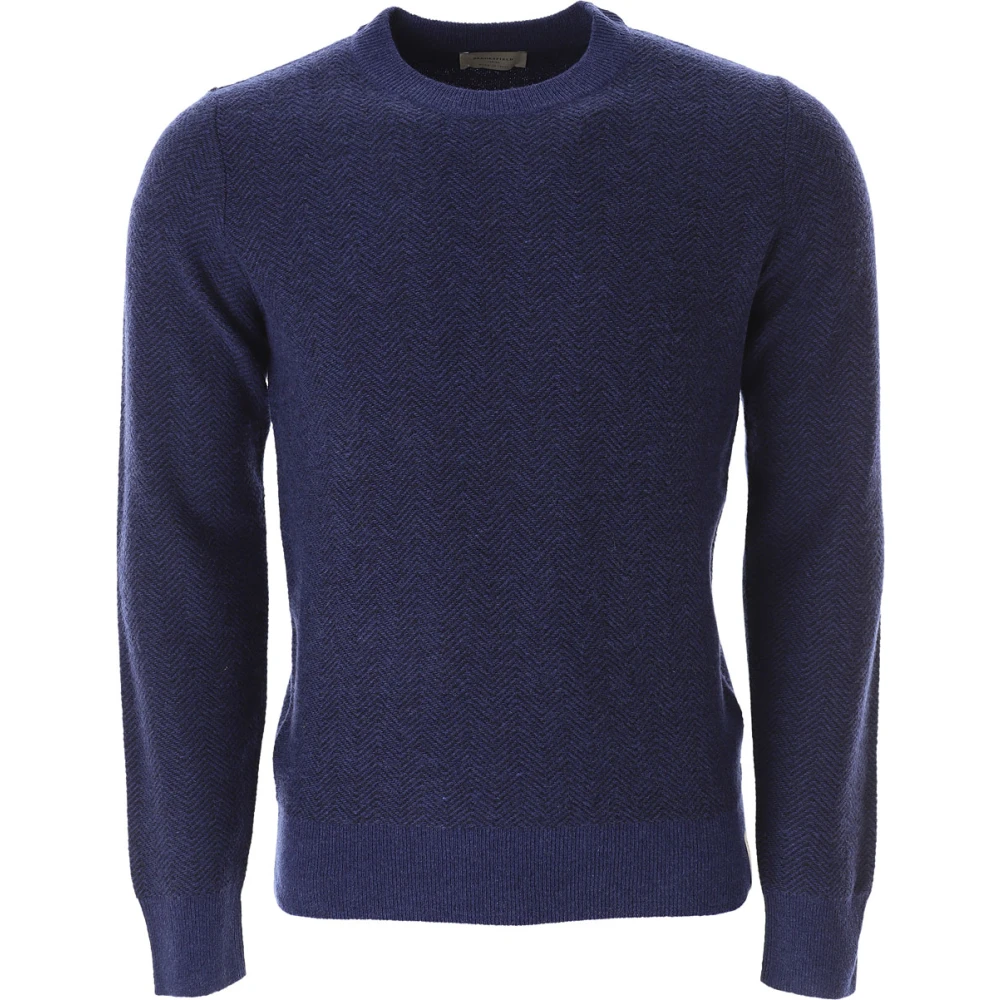 Brooksfield Round-neck Knitwear Blue Heren
