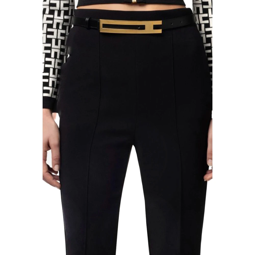 Elisabetta Franchi Wijde Zwarte Broek Black Dames