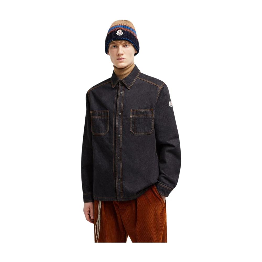 Moncler Donkerblauwe Denim Shirt met Regenwerende Voering Blue Heren