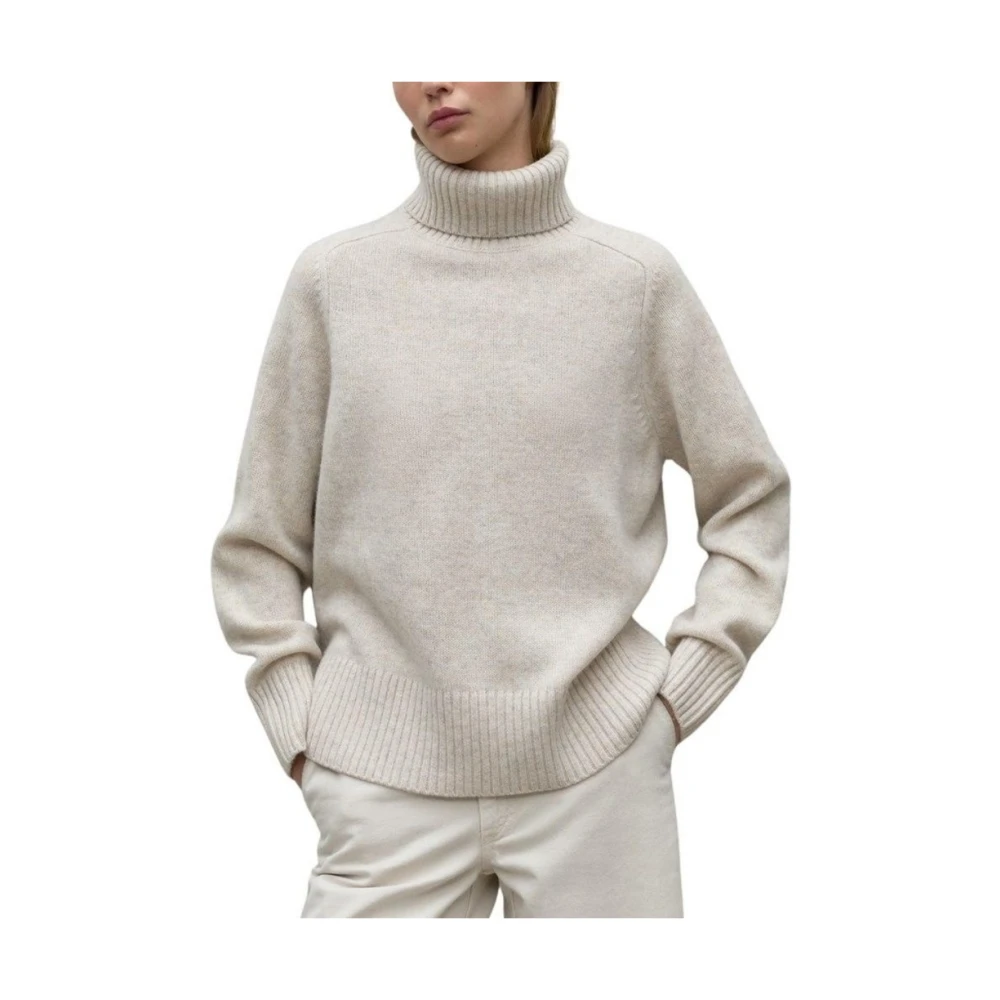 Ecoalf Gebreide Turtleneck Trui Beige Dames