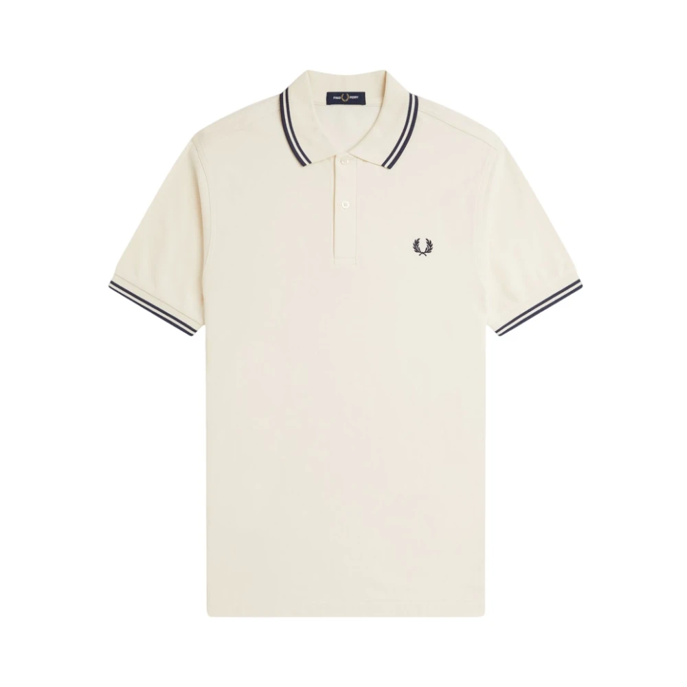 Fred Perry Men's Beige Polo Shirts, L, Double Stripe Polo Shirt