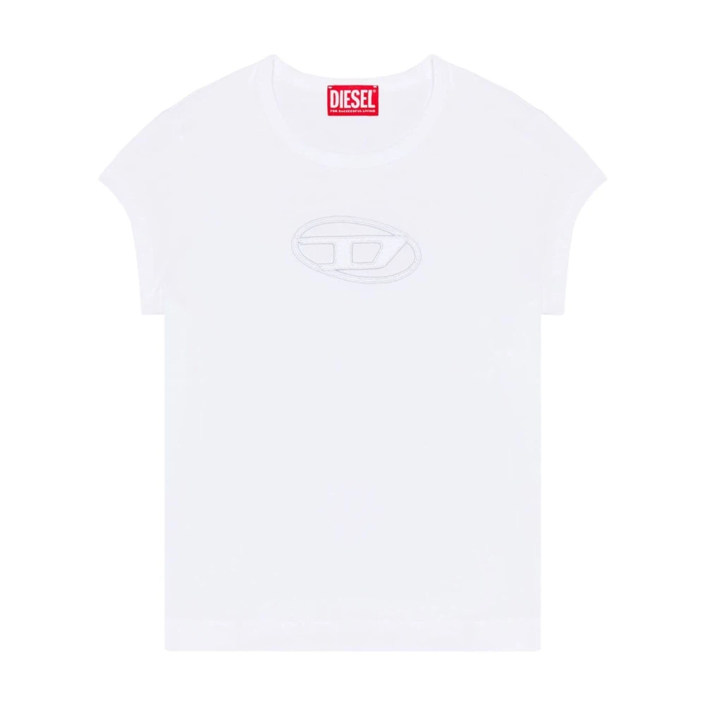 Diesel Witte T-shirts met Cut-out Details White Dames