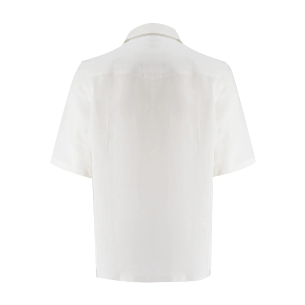 BRUNELLO CUCINELLI Linnen overhemd met Franse kraag White Heren