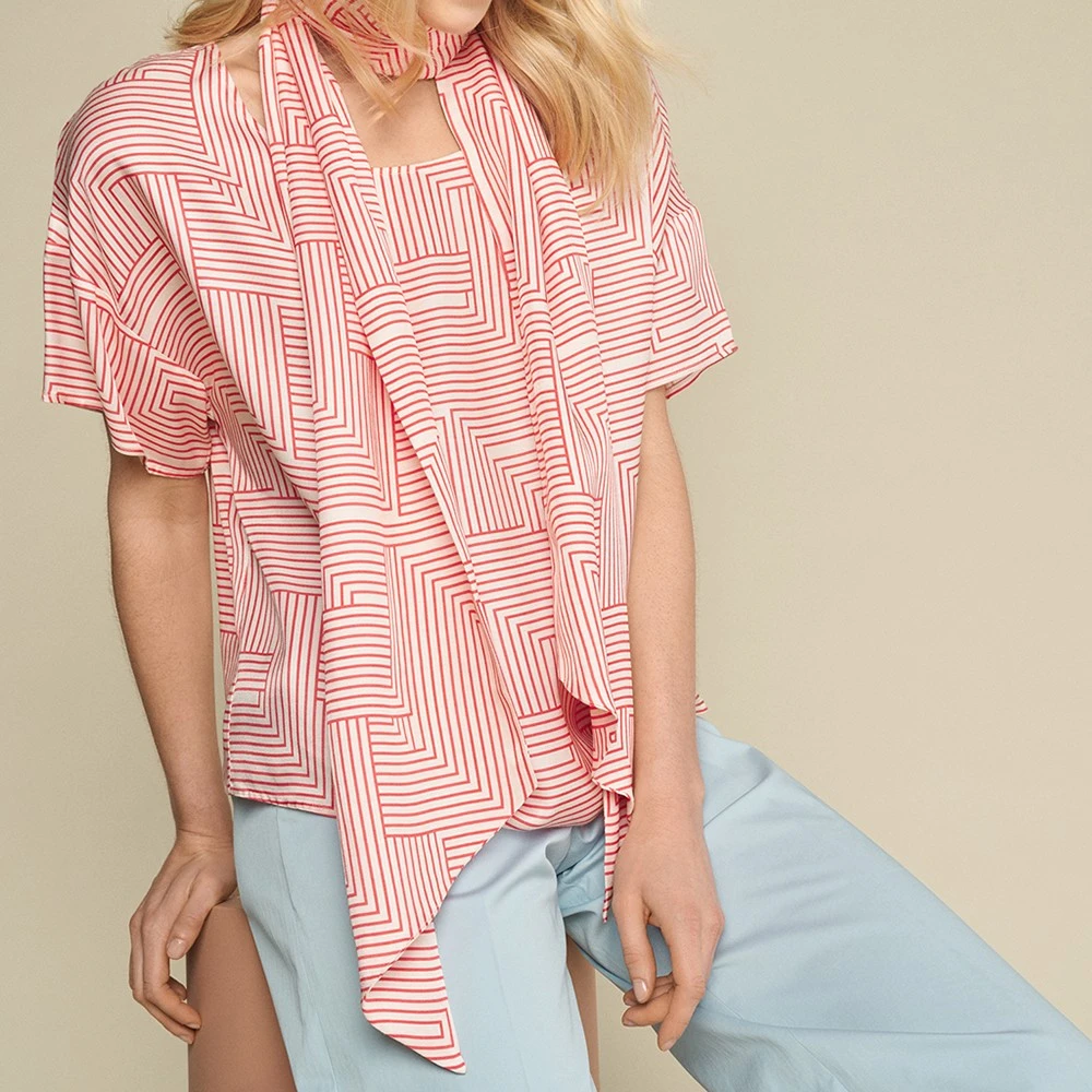 Marie Méro Asymmetrisch Print Blouse Tuniek Red Dames
