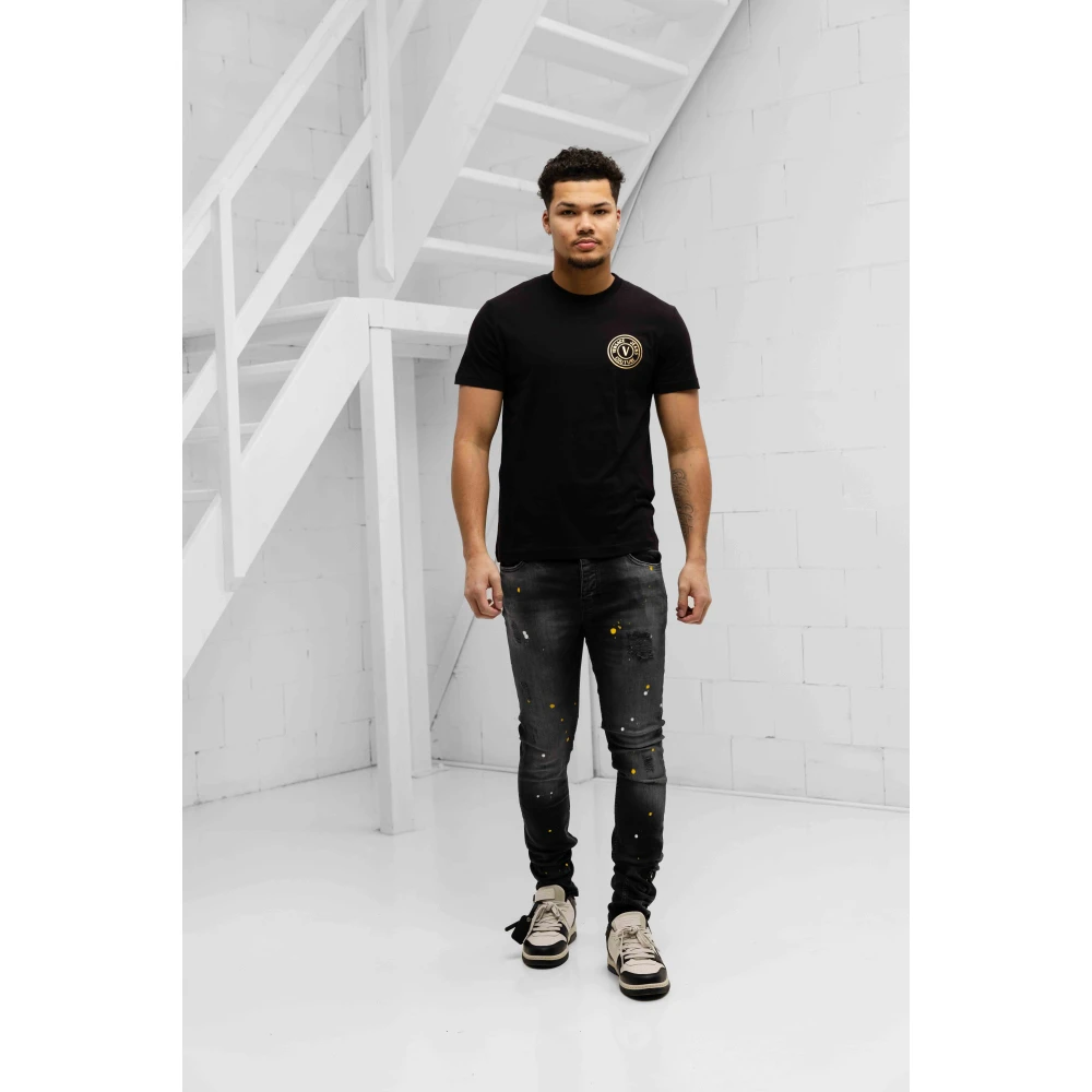Versace Jeans Couture Zwart V-Embleem T-Shirt Heren Black Heren