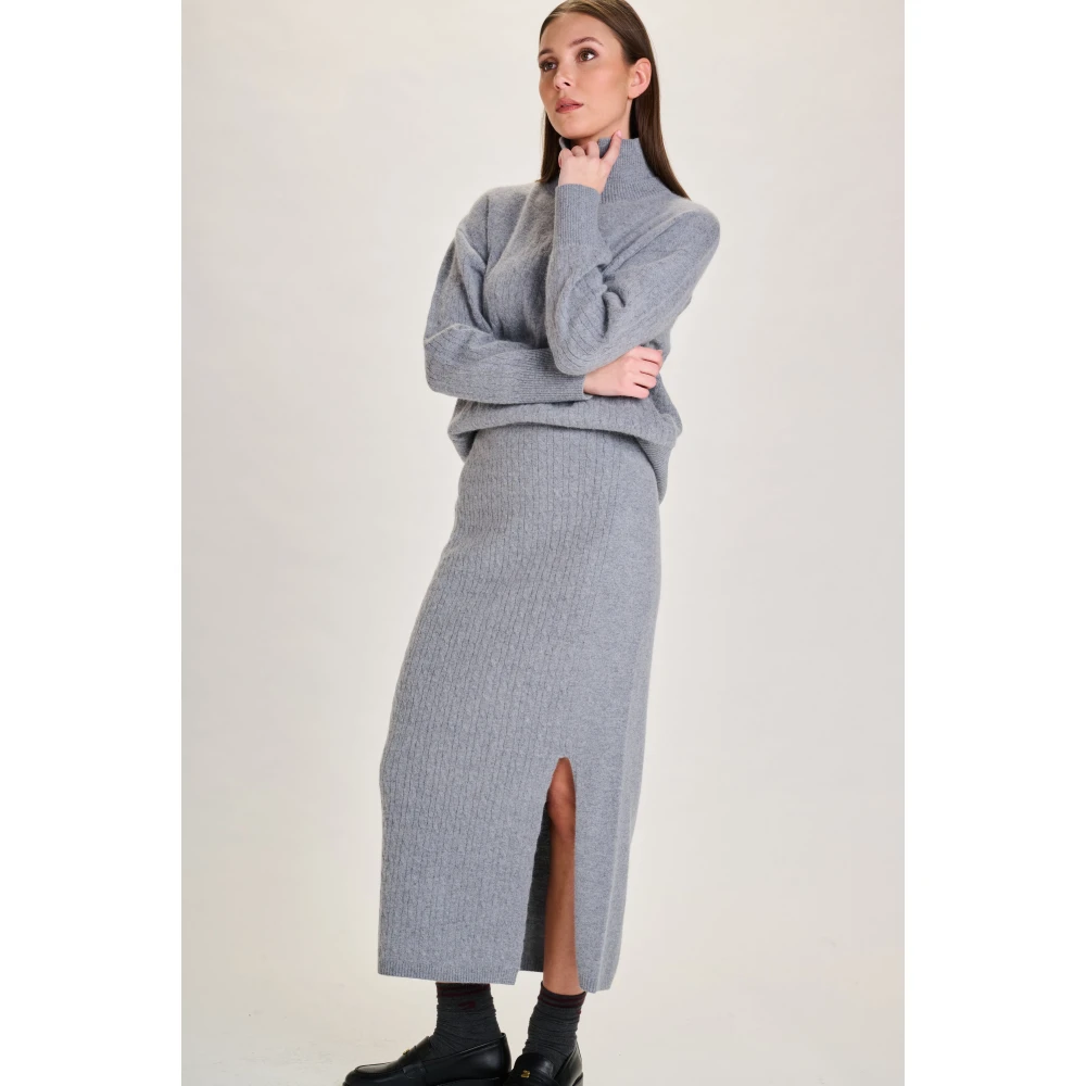 March23 Rok midi met bloemenprint Gray Dames
