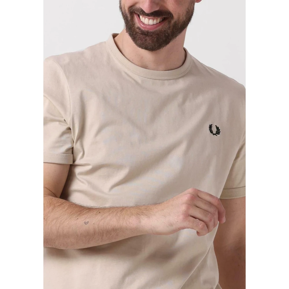 Fred Perry Heren Ringer T-shirt Casual Stijl Beige Heren