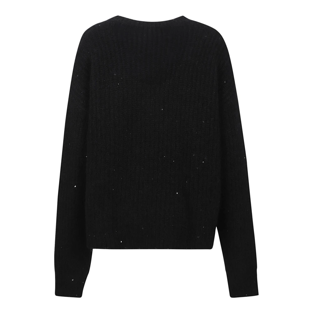 Laneus Zwarte Sweaters Alpaca Wolmix Italië Black Dames