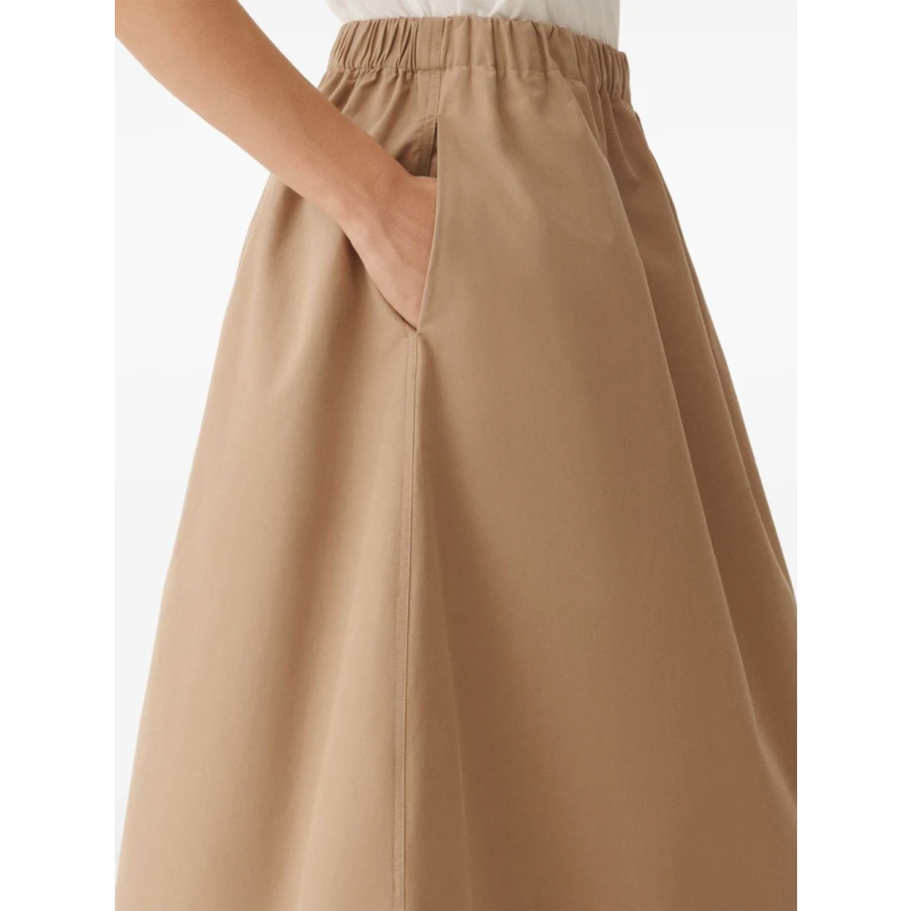 Fabiana Filippi Bruine Midi Rok met Zakken Beige Dames
