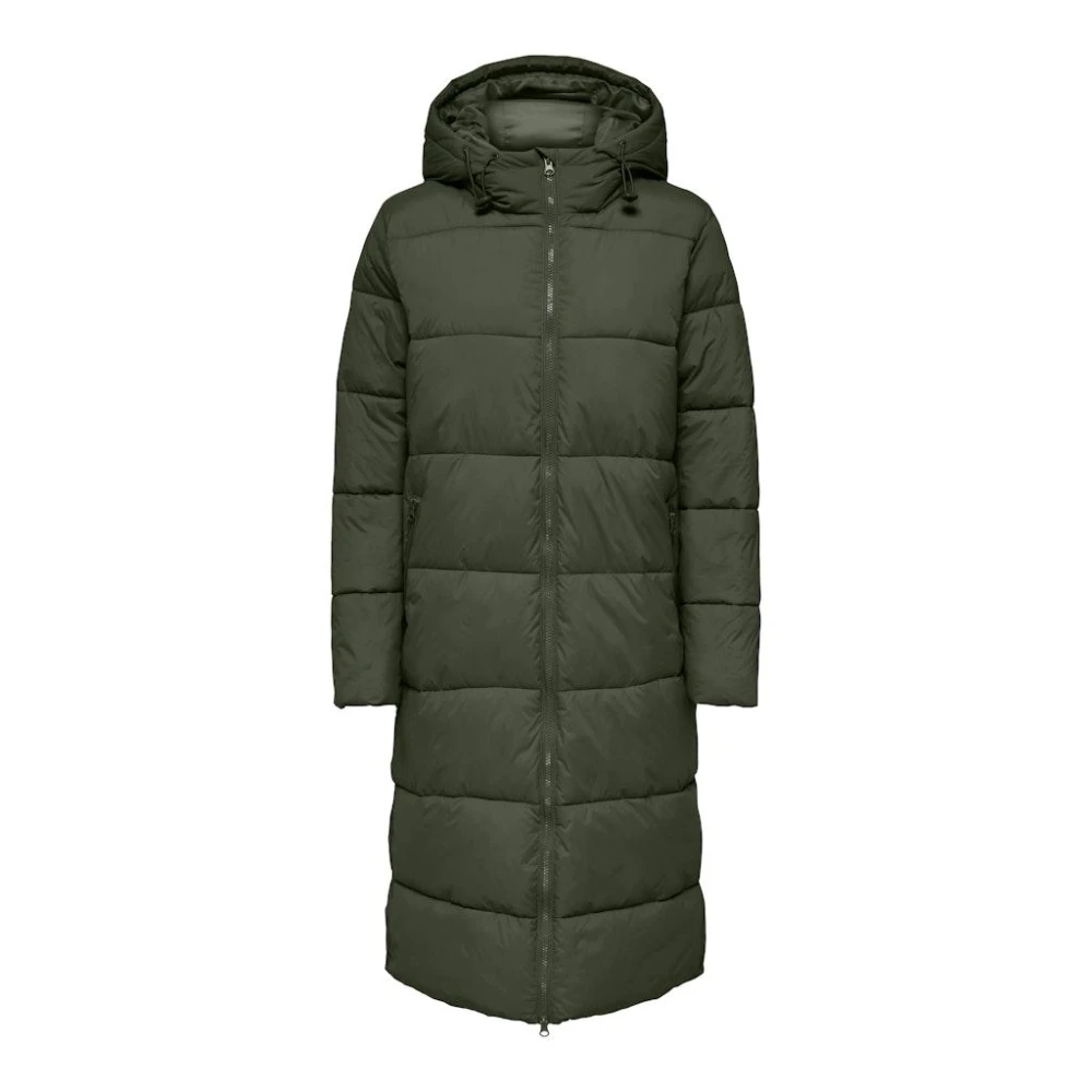 Only Lange Pufferjas in Bosgroen Green Dames
