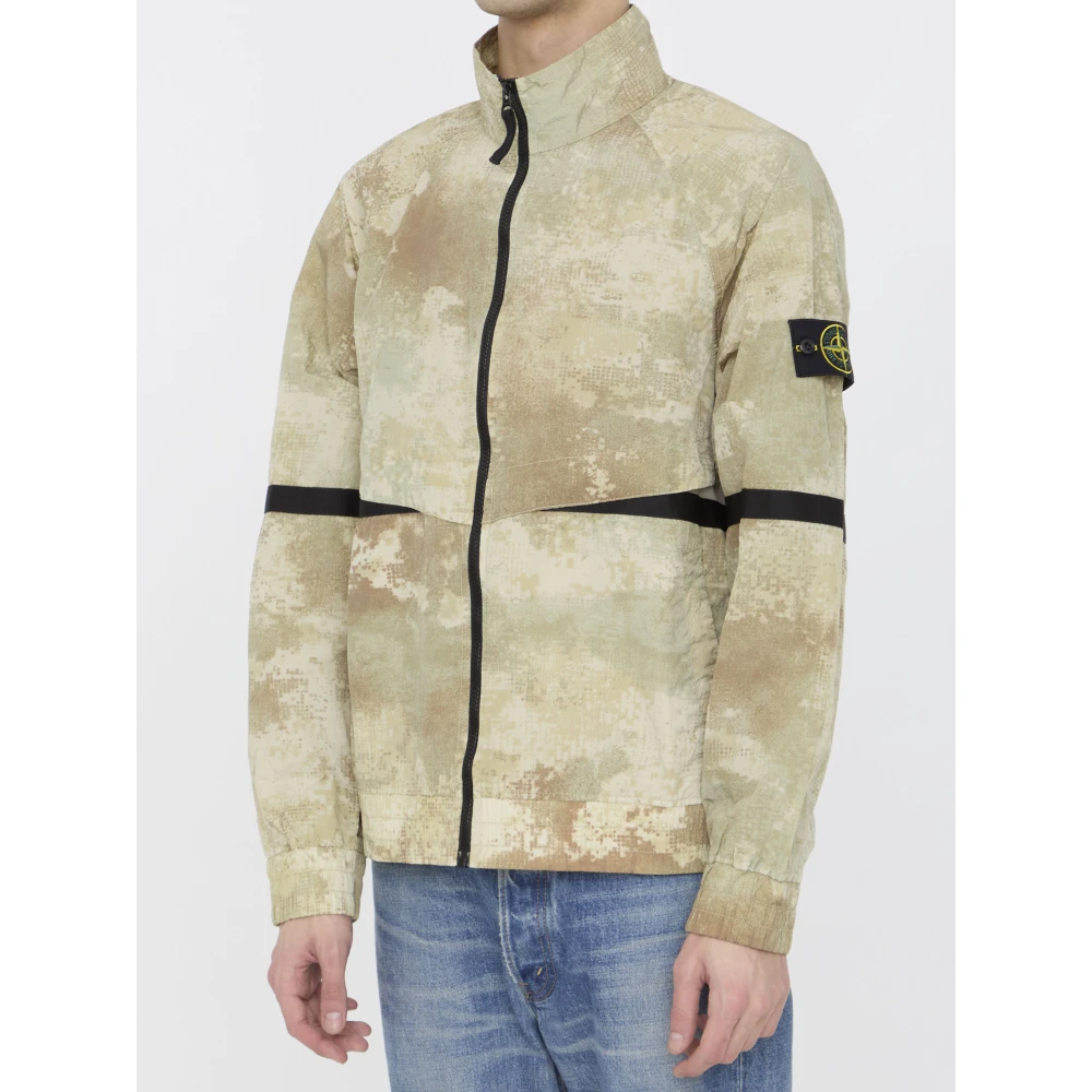 Stone Island Beige Camouflage Jas met Patch Beige Heren