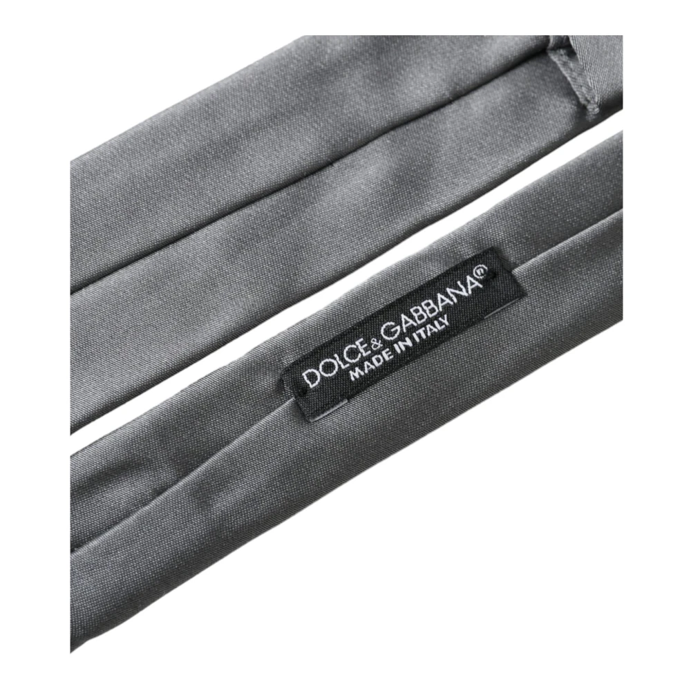 Dolce & Gabbana Luxe Zijden Stropdas Zilverkleur Gray Heren