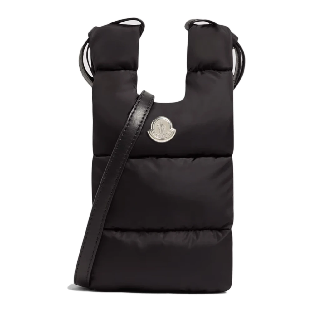 Moncler Women's Black Leather Shoulder Bag With Metal Logo