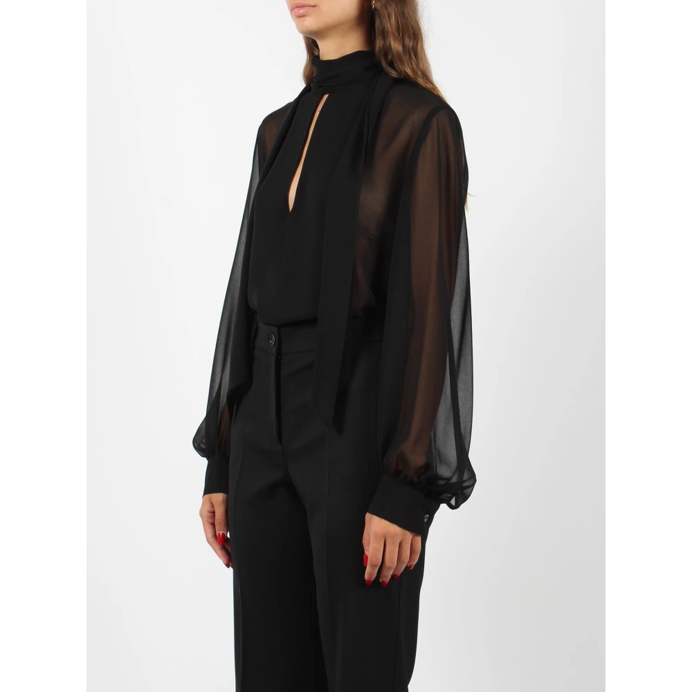 P.a.r.o.s.h. Crepe Effect V-Hals Blouse Black Dames