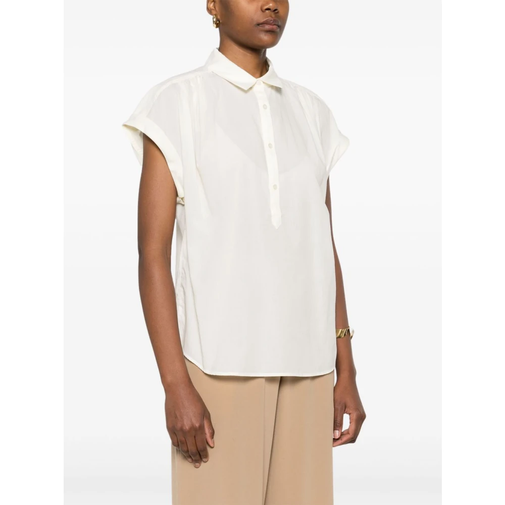 Woolrich Witte Klassieke Kraag Shirt Kapmouwen White Dames