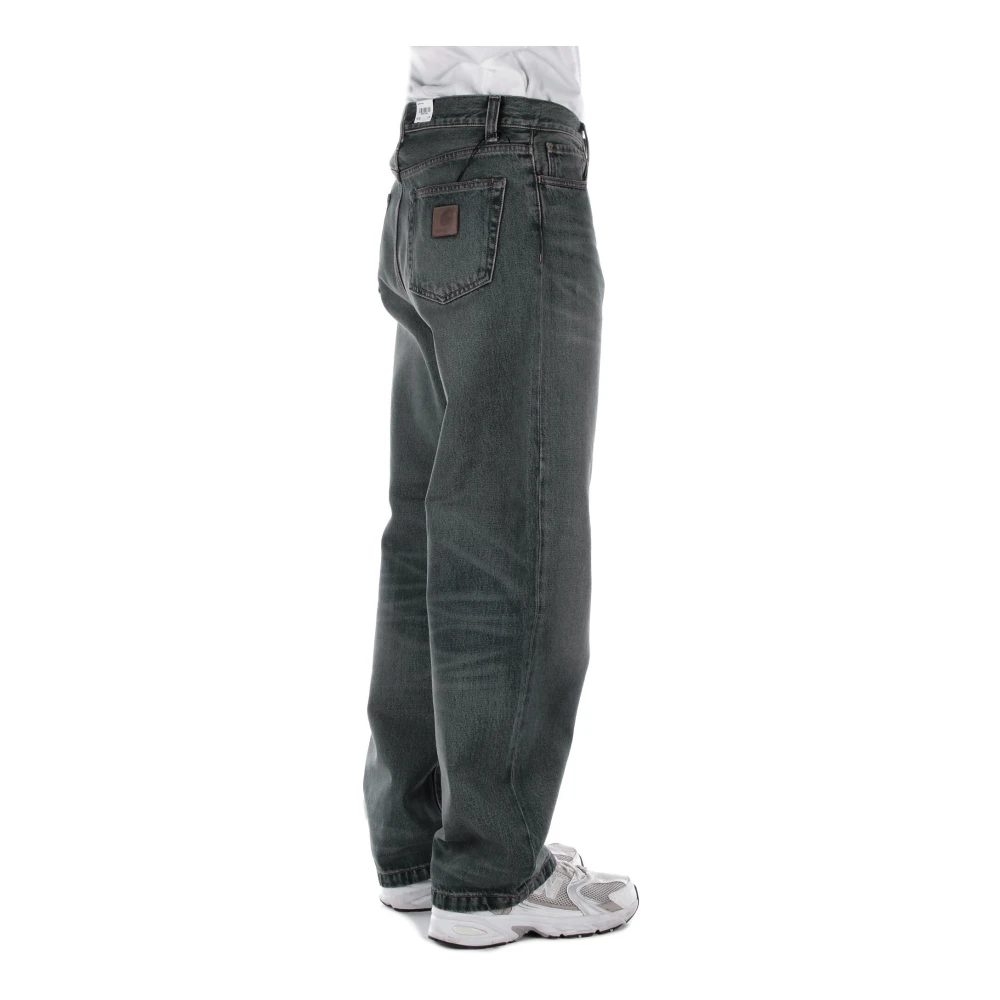 Carhartt WIP Logo Jeans met rits en knoop Black Heren