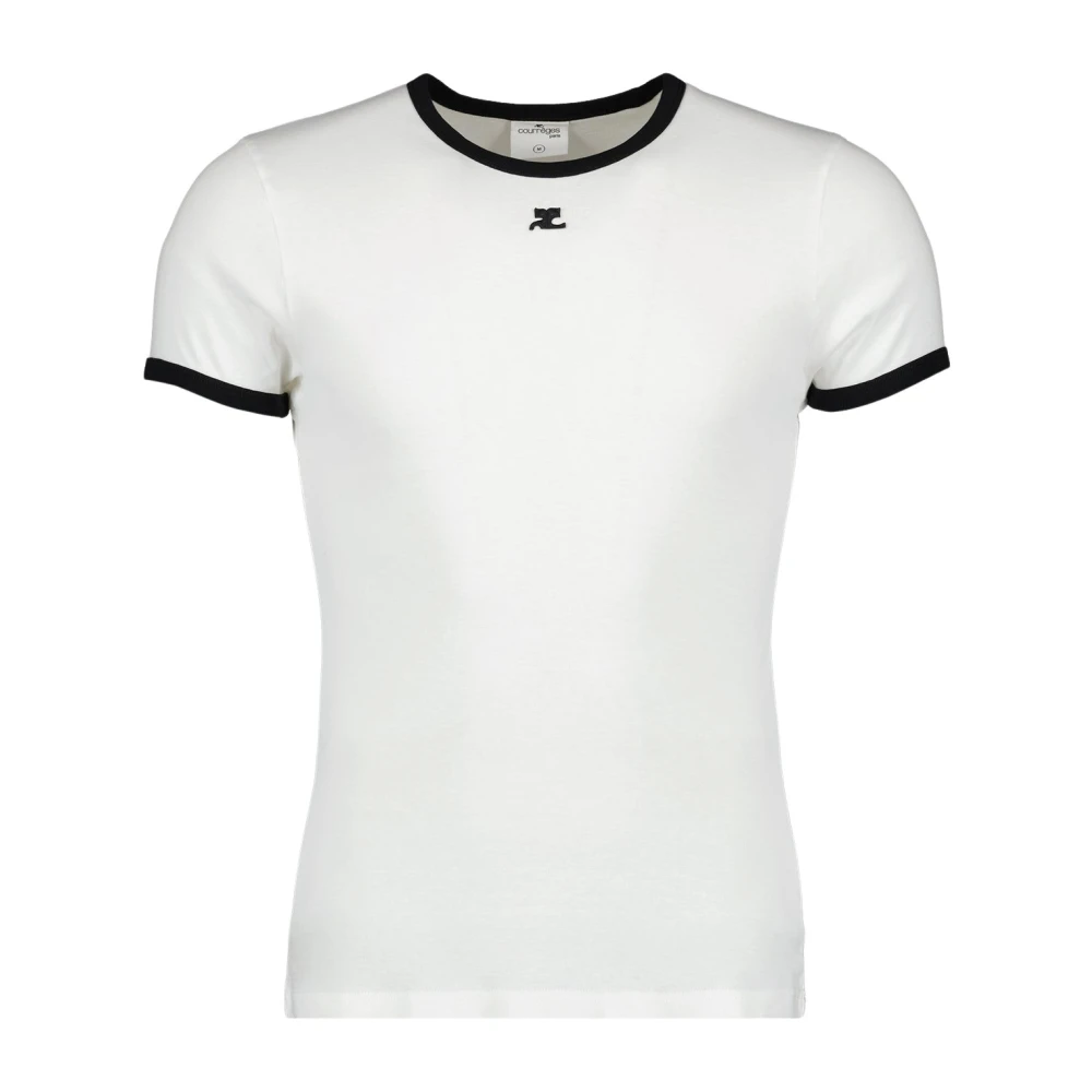 Courrèges Men's White T-Shirts, Xs, Contrast Signature T-Shirt