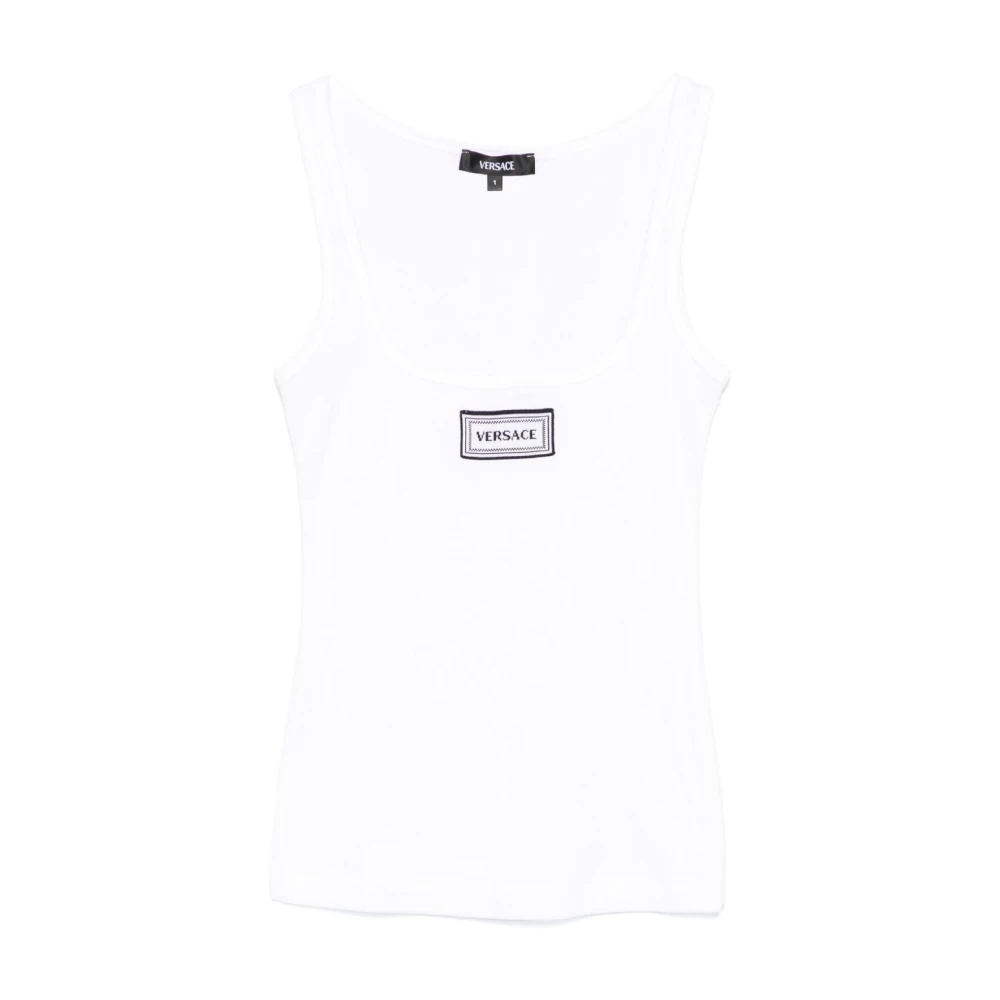 Versace Vit Scoop Neck Ärmlös T-shirts och Polos White, Dam