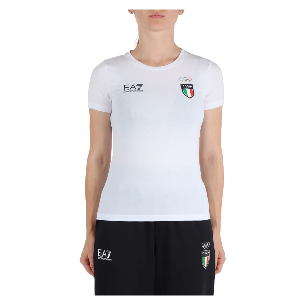 Emporio Armani EA7 Italië Team Olympische Spelen T-shirt White Dames