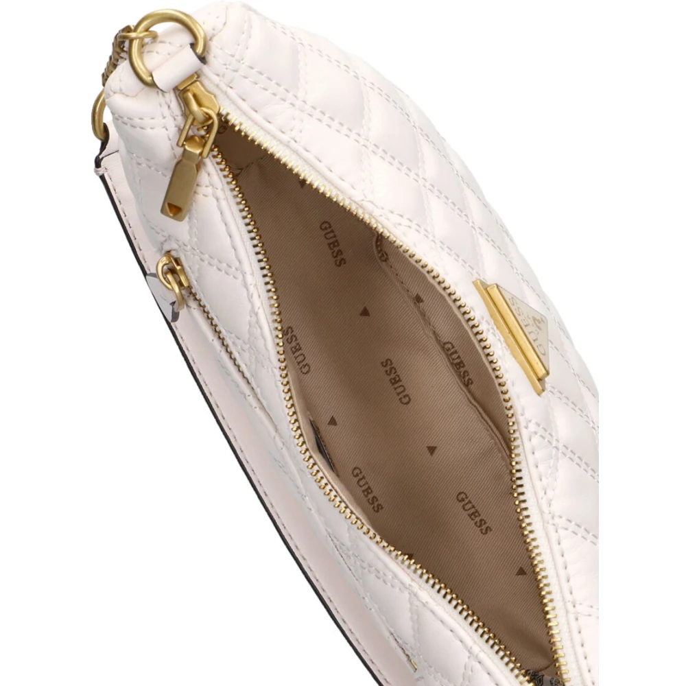 Guess Witte leren schoudertas met top rits White Dames