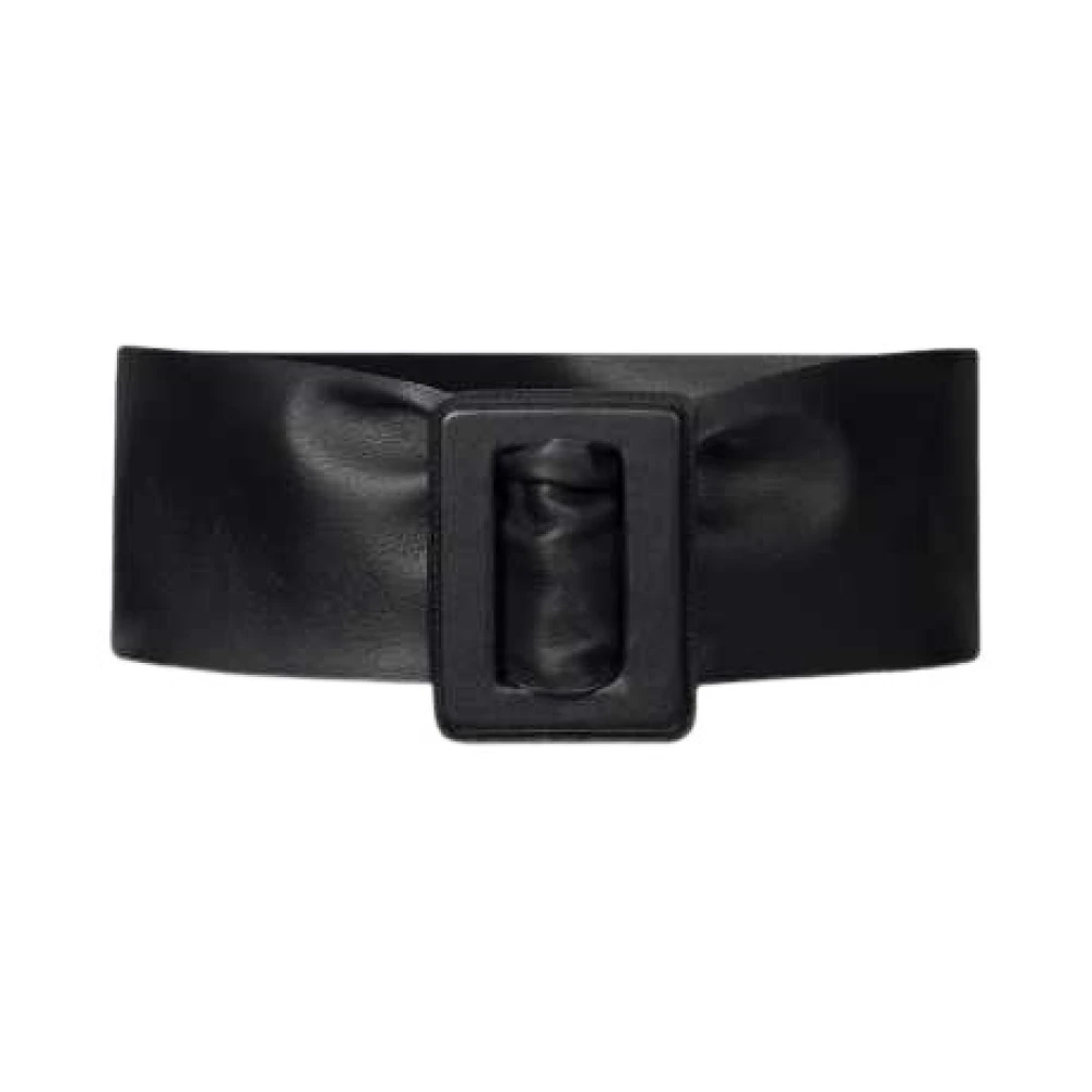 Mes Demoiselles Brede Leren Riem Zwarte Gesp Christal Black Dames