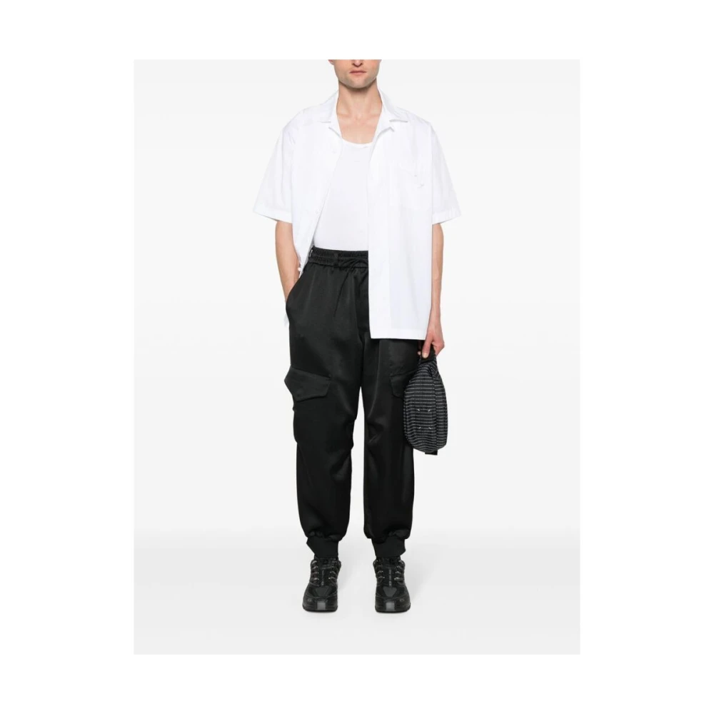 Y-3 Zwarte Satijnen Wijde Cargo Broek Black Dames