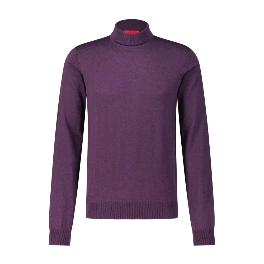 Hugo Boss Elegante Wollen Coltrui Purple Heren