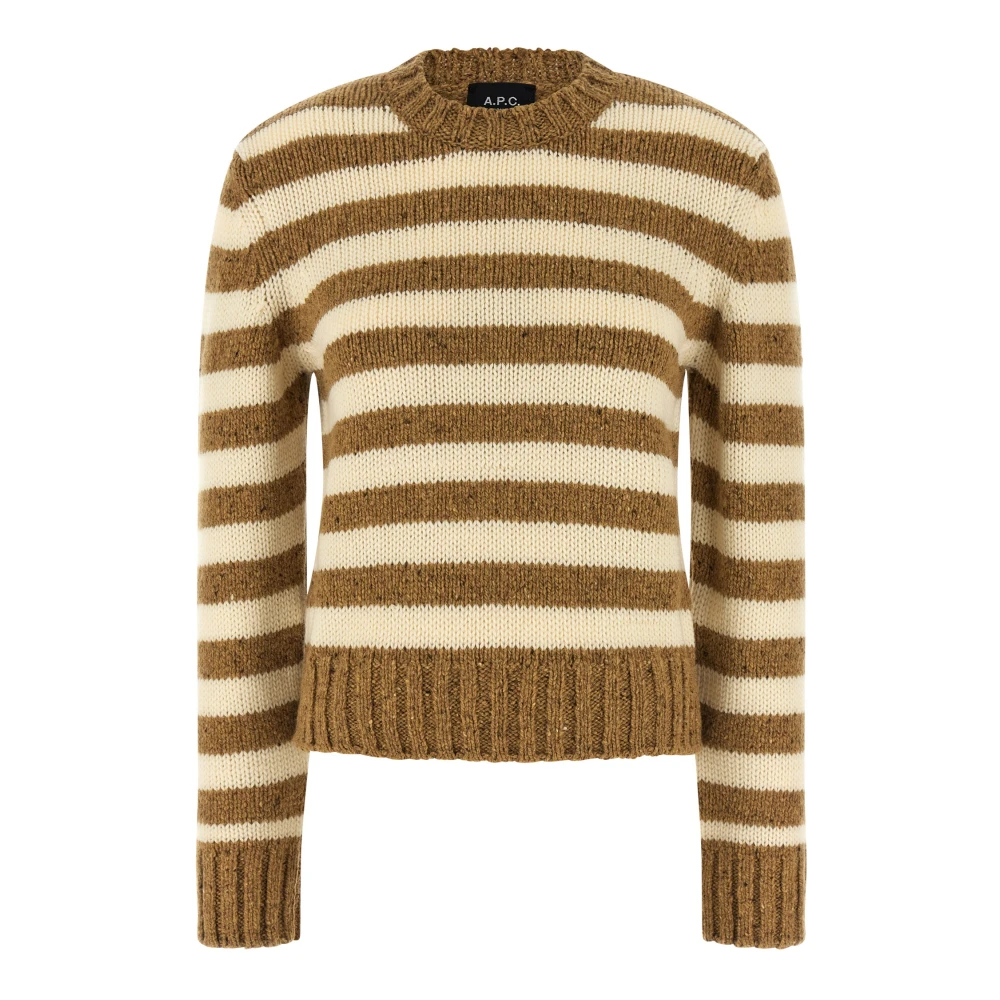 A.p.c. Women's Brown Striped Virgin Wool Sweater