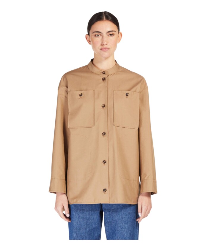 veste-beige-a-col-mandarin-resistante-a-leau