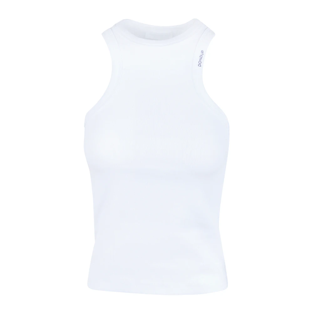 Dondup Women's White Canotta A Costine - Sleeveless Tops - S - Tops