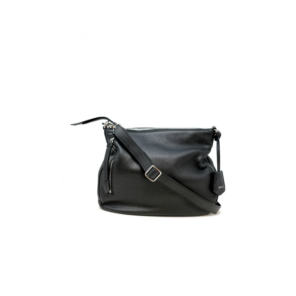 abro Zwarte leren schoudertas Black Dames