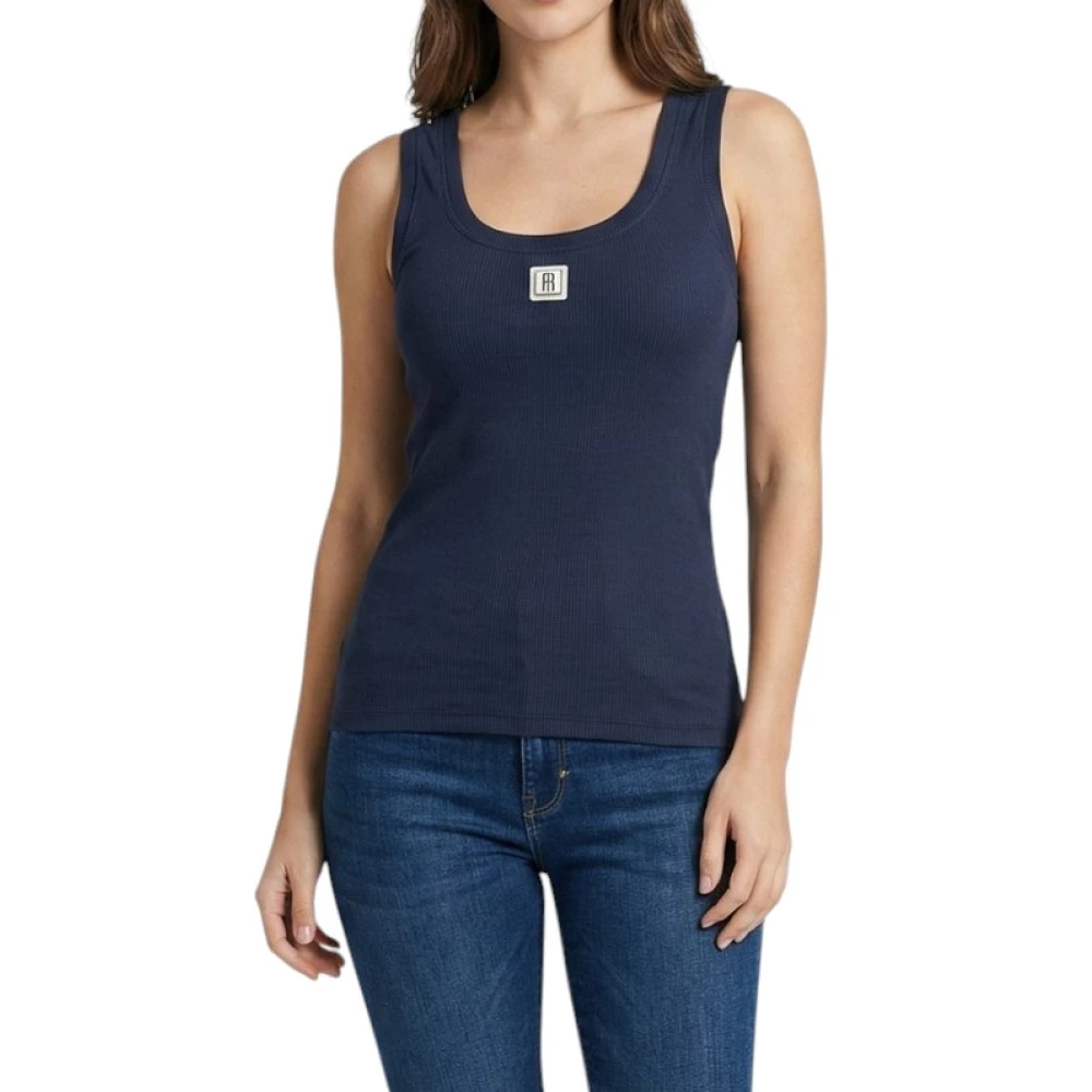 Fracomina Women's Blue Sleeveless Tops, S, Canotta A Costine