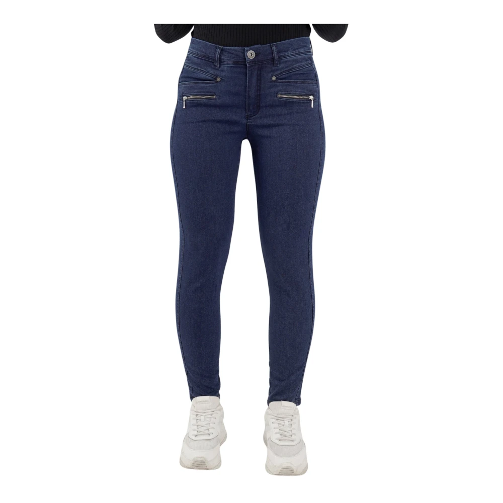 2-Biz Blue Denim Trousers With Zipper Pockets - Female - Skinny Fit Jeans - 3XL - Jeans