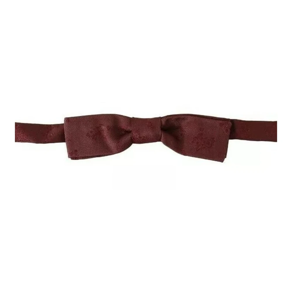 Dolce & Gabbana Men's Brown Bow Ties, One Size, Floral Silk Bow Tie Adjustable