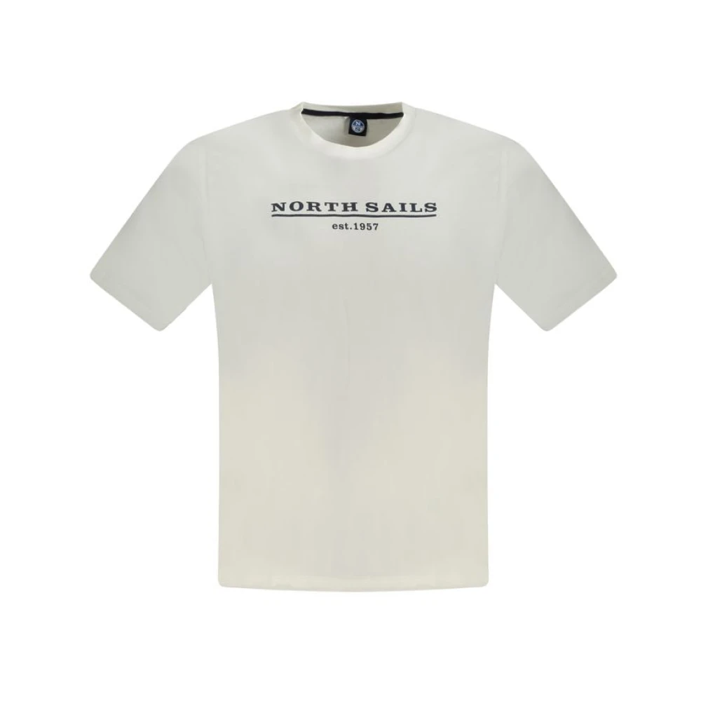 North Sails Casual Heren T-shirt van Wit Katoen White Heren