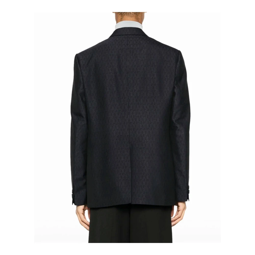 Fendi Blauwe Wollen Jas Verfijnd Ontwerp Blue Heren