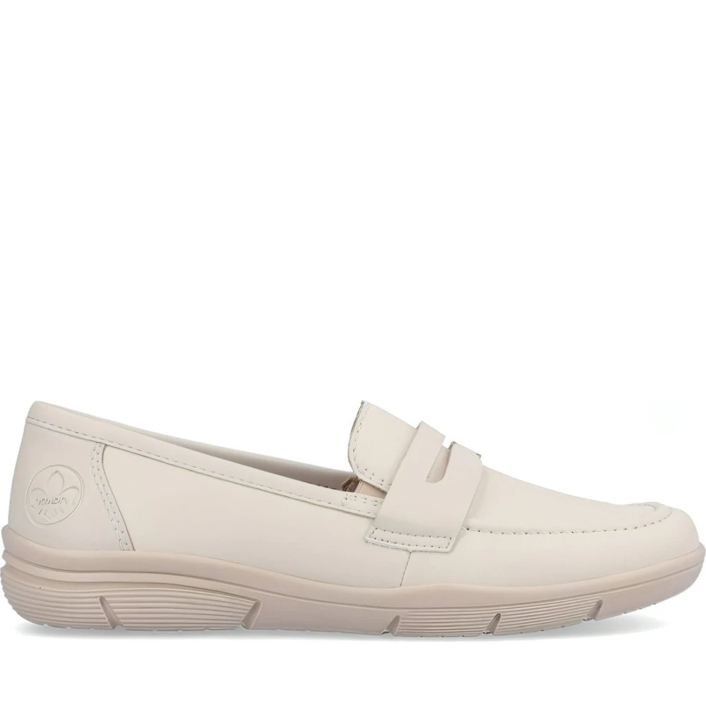 Rieker Women's Beige Loafers, 6 Uk, Leather Loafers