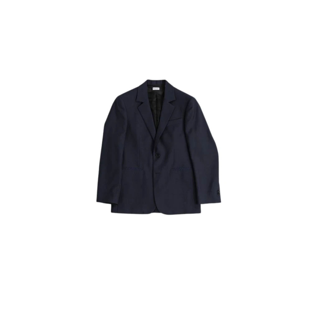 Burberry Navy Wol Maatwerk Jas Blue Heren