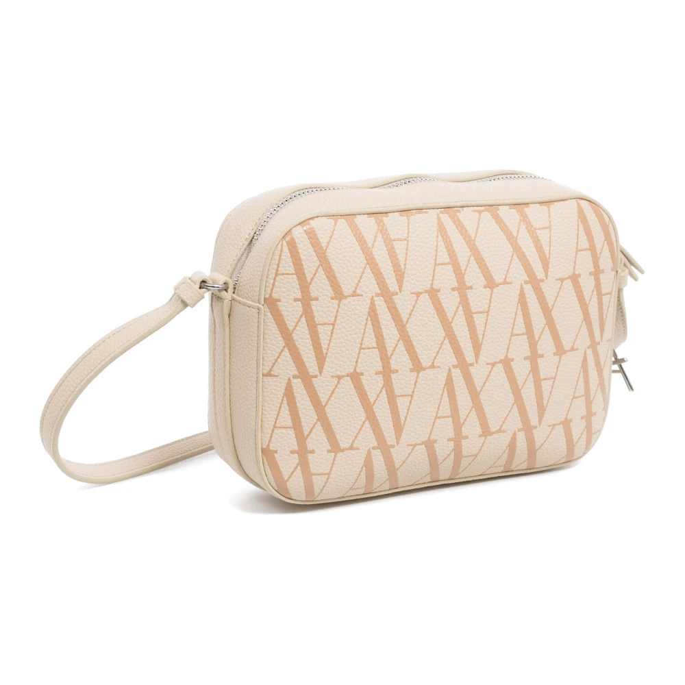 Armani Exchange Logo Crossbody Tas met Ritssluiting Beige Dames