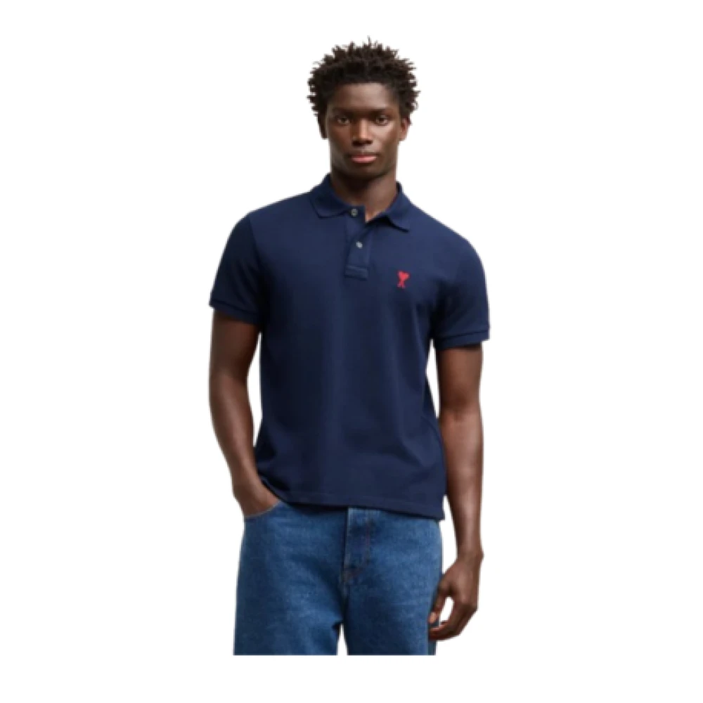 Ami Paris Klassiek Hart Ontwerp Unisex Polo Shirt Blue Heren