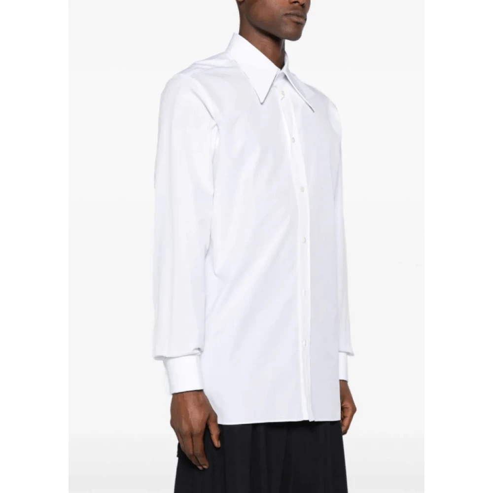 Maison Margiela Witte Katoenen Overhemd met Vier-Stiksel Logo White Heren